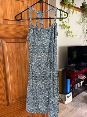 Prana Blue and White Patterned Mini Dress